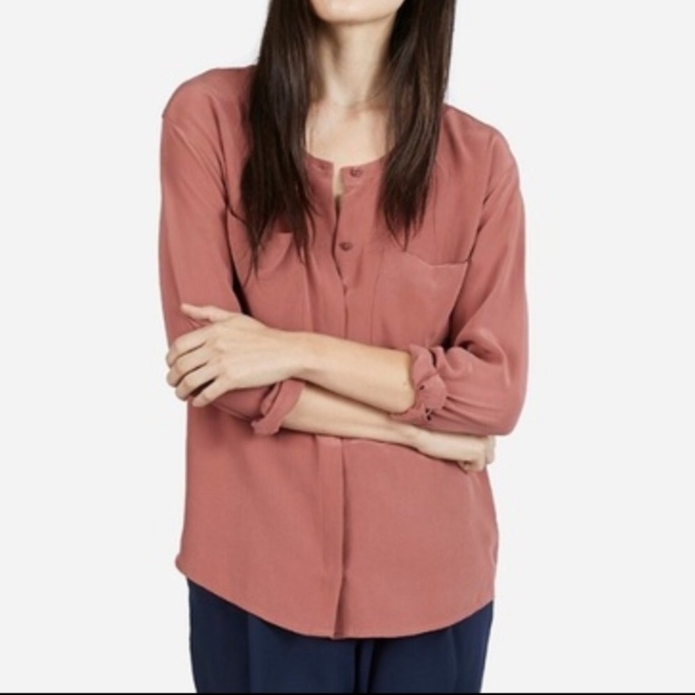 Everlane “The Silk Pocket” Long sleeve silk top